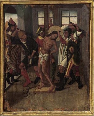 Schnitzaltar — Linker Flügel & Szenen aus der Passion — Geißelung Christi