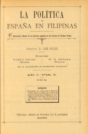 Núm. 6. 28 Abril 1891
