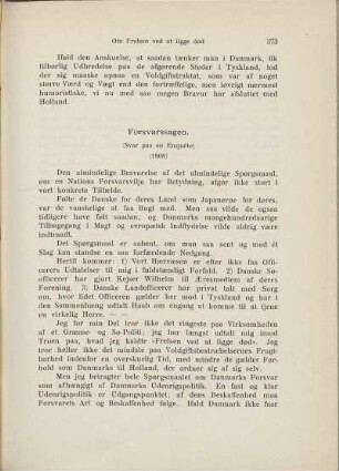 Forsvarssagen. (Svar paa en Enquête) (1908)