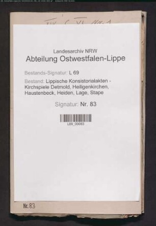 Kantor/Kantorei: Besetzung der Kantor-Stelle; Dienst und Versorgungsangelgegenheiten