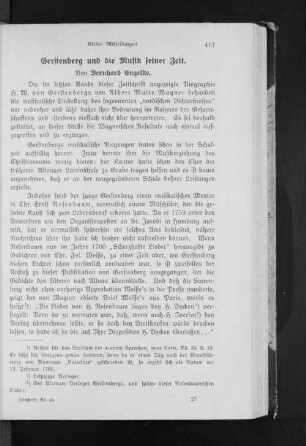 Gerstenberg und die Musik seiner Zeit.