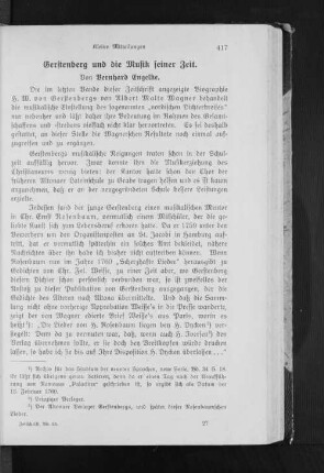 Gerstenberg und die Musik seiner Zeit.