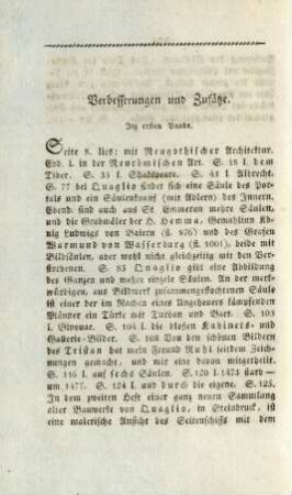 Verbesserungen und Zusätze. Im ersten Bande