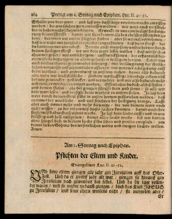 Am 1. Sontag nach Epiphan. Pflichten der Eltern und Kinder