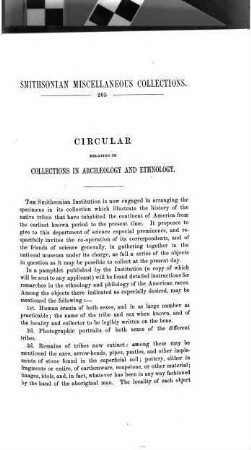 Circular relating to collections in archaeology and ethnology
