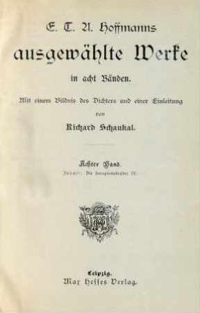 Bd. 8: Die Serapionsbrüder IV.