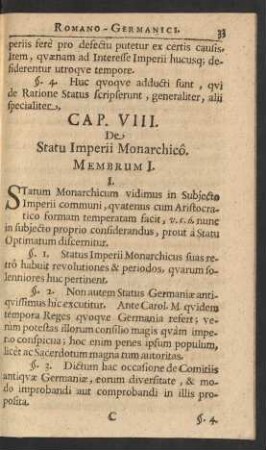 Cap. VIII. De Statu Imperii Monarchico.