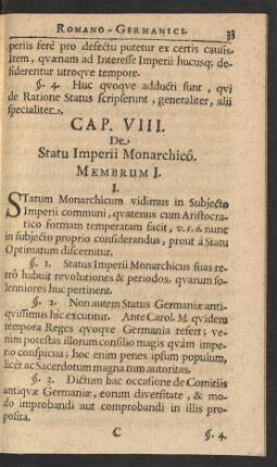 Cap. VIII. De Statu Imperii Monarchico.