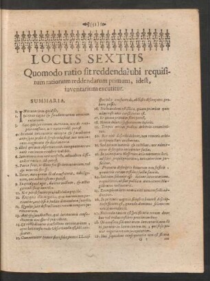 Locus Sextus Quomodo ratio sit reddenda? ubi requisitum rationum reddendarum primum, idest, inventarium excutitur.