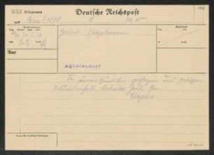 Brief von Joseph Chapiro an Gerhart Hauptmann