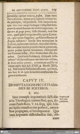 Caput IV. De Imputatione Peccati Adamici in Posteros