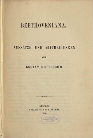 Beethoveniana. [1], Aufsätze und Mittheilungen