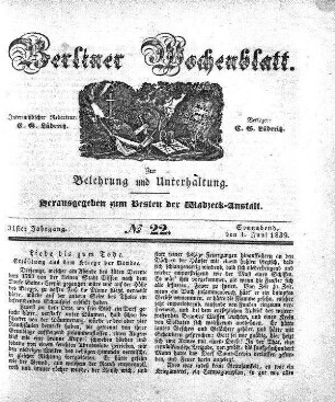 No. 22, Sonnabend, den 1. Juni 1839.