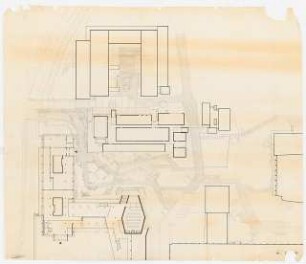Technische Universität Berlin Architekturgebäude, Außenanlagen: Grünflächenplan mit Plattenverlegung 1:200 gesamtes Nordgelände