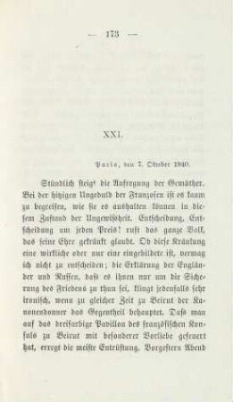 XXI. [Steigende Gefahr eines europäischen Krieges]