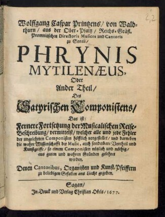 2: Fernere Fortsetzung der Musicalischen Reise-Beschreibung/ vermittelst/ welcher alle und jede Fehler der ungelehrten Componisten höfflich vorgestellet