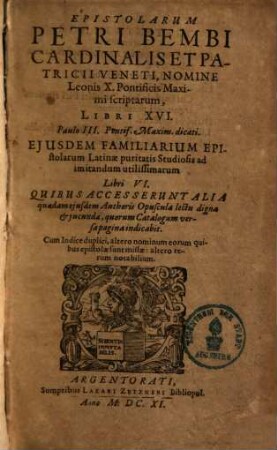 Epistolarum nomine Leonis X. p. max. scriptarum libri XVI