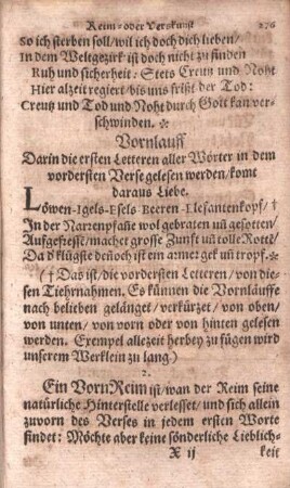 Das Sechszehnde Capittel Von den ZwischenReimen reimReimen, Inreimen und Wandelreimen.