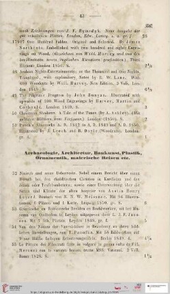 Archaeologie, Architectur, Baukunst, Plastik, Ornamentik, malerische Reisen etc (Nr. 52 - 2)