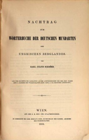 Beitrag zu einem Wörterbuche der deutschen Mundarten des ungrischen Berglandes, [3]. Nachtrag