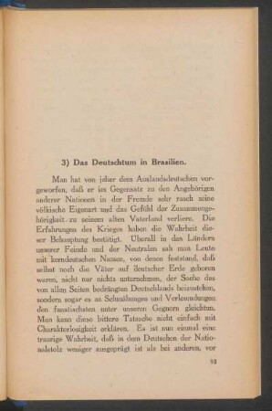 3) Das Deutschtum in Brasilien.