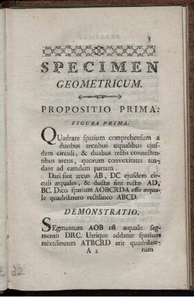 Specimen Geometricum.