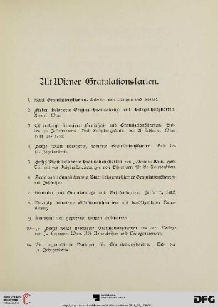 Alt-Wiener Gratulationskarten (Nr. 1-126)