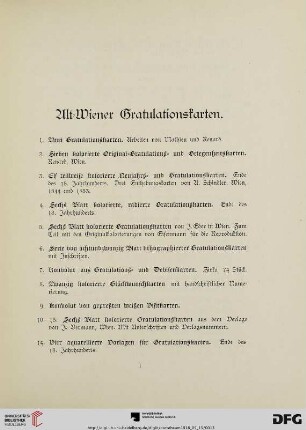 Alt-Wiener Gratulationskarten (Nr. 1-126)