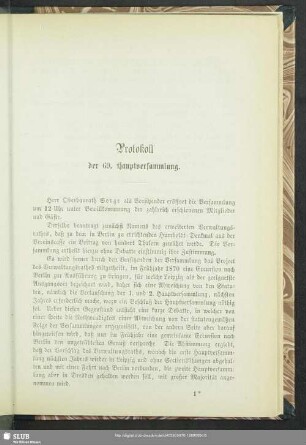 Protokoll der 69. Hauptversammlung
