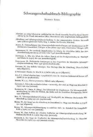 254-263 Schwangerschaftsabbruch-Bibliographie