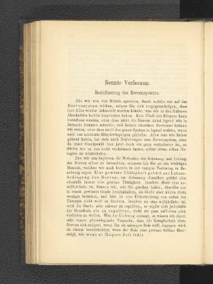 Neunte Vorlesung. Beeinflussung des Nervensystems.
