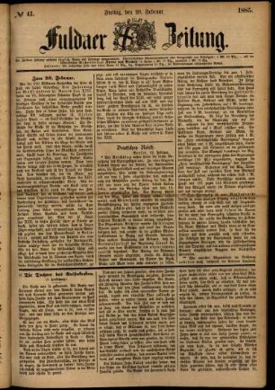 Ausgabe vom Freitag, den 20. Februar 1885.