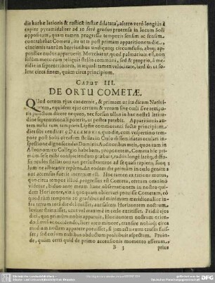 Caput III. De Ortu Cometae