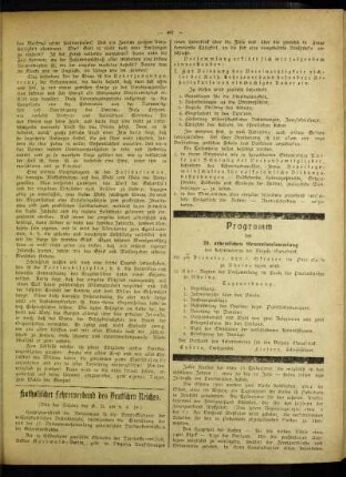 Programm der 39. ordentlichen Generalversammlung des Lehrervereins der Diözese Osnabrück