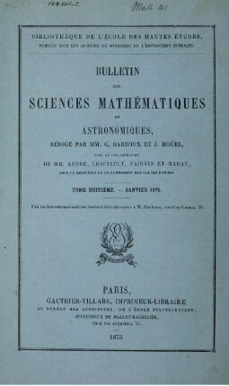 8: Bulletin des sciences mathématiques et astronomiques