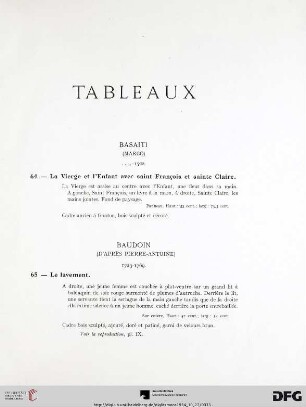 Tableaux (Nr. 64-229) avec planche IX-LII