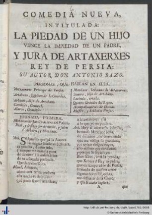 Comedia Nueva: La Piedad De Un Hijo.