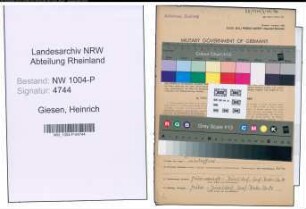 Entnazifizierung Heinrich Giesen , geb. 04.11.1913 ()