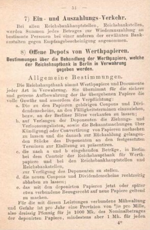 8) Offene Depots von Werthpapieren.