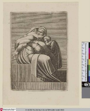 Sitzende Frau mit drei Kindern
