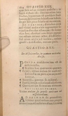 Quaestio XXX. De Misericordia, in quatuor articulos divisa.