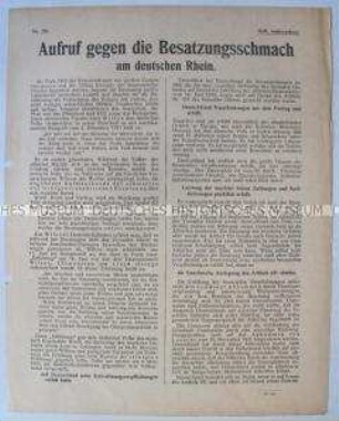 Propagandablatt des Fichte-Bundes mit heftiger Polemik gegen die Besetzung des Rheinlandes (Nr. 251)