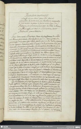 S. 327-336. Memoire instructif, adressé à un ami pour lui faire connoître le caractère des Personnes auxquelles ...