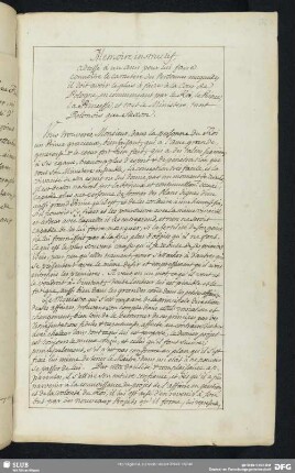 S. 327-336. Memoire instructif, adressé à un ami pour lui faire connoître le caractère des Personnes auxquelles ...