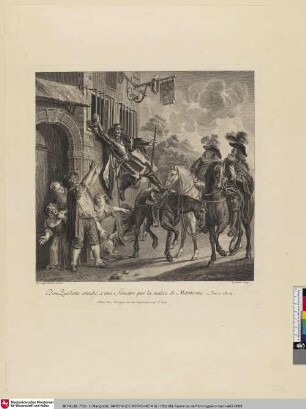Dom Quichotte attaché a une Fenestre par la malice de Maritorne