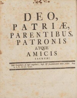 [Deo, Patriae, Parentibus, ...]