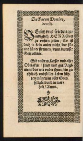 Da Pacem Domine, deutsch.