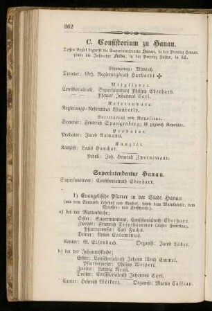 C. Consistorium zu Hanau.