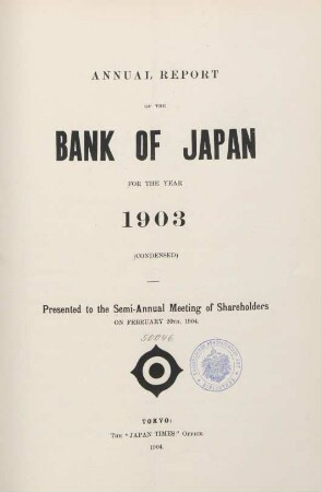 1903: Annual report