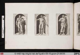 Rechts: Statue Asklepios aus der Sammlung Borghese.